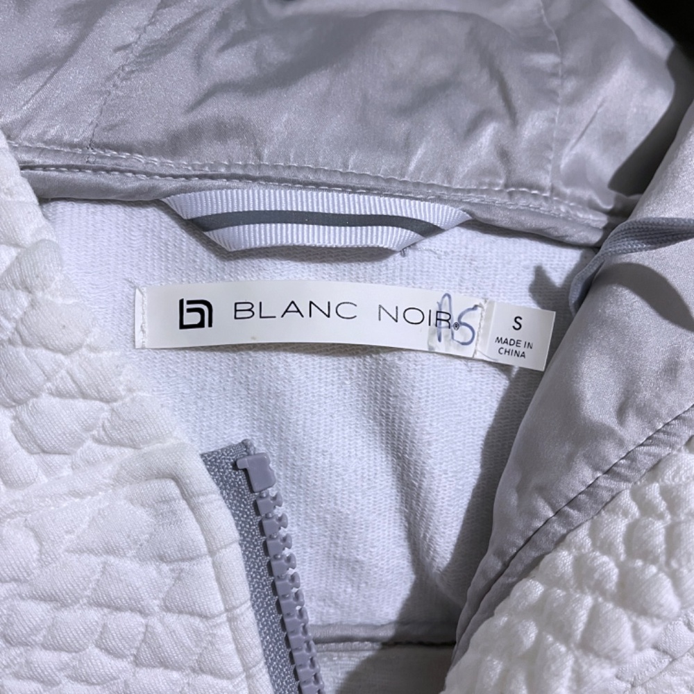 Blanc Noir Croc Jacquard Mixed Knit Hooded Track Asymmetrical Hoodie Jacket - Picture 10 of 16